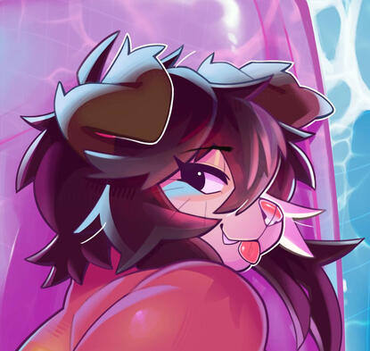 She is my female character, she is a small nerdy ass Puppy girl with some large breasts for the enjoyment of the customer, she is a 5ft long puppy, and just a cute mutt!